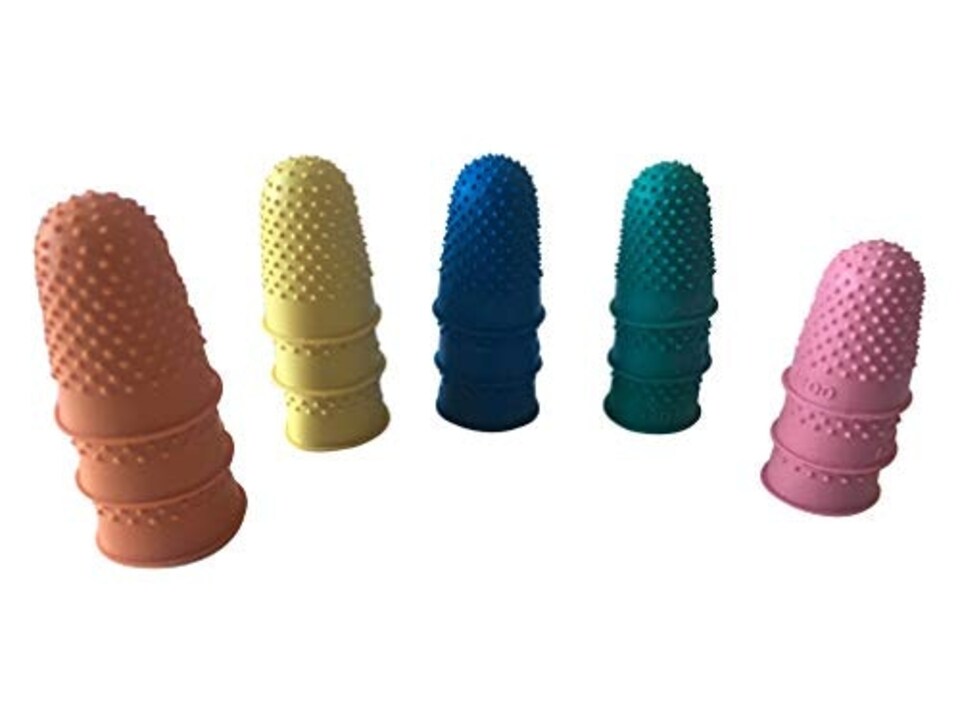 image 1 of Pack of 15 Assorted Size Rubber Thimblettes - Coloured Thimble Finger Cones
