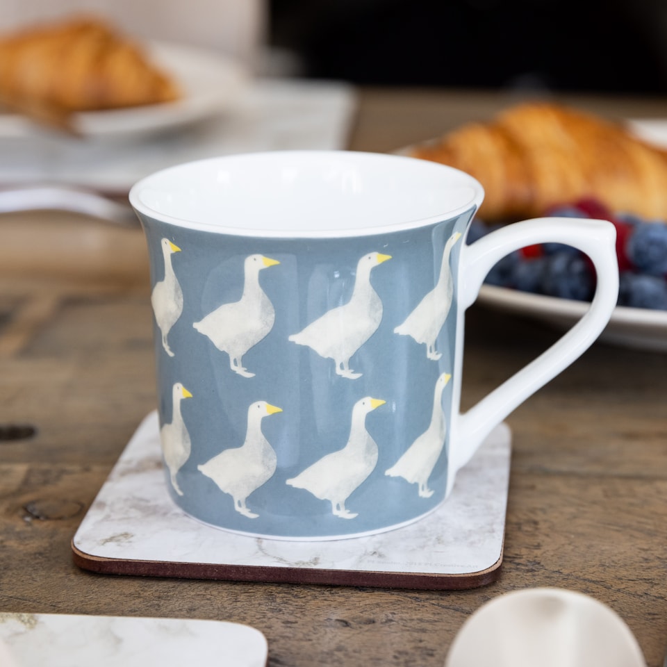 image 1 of KitchenCraft Fine Bone China Geese Mug | Blue