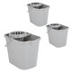 image 3 of 2 x 12 Litre Grey Plastic 2.6 Gallon Multi Surface Bucket With Wringer