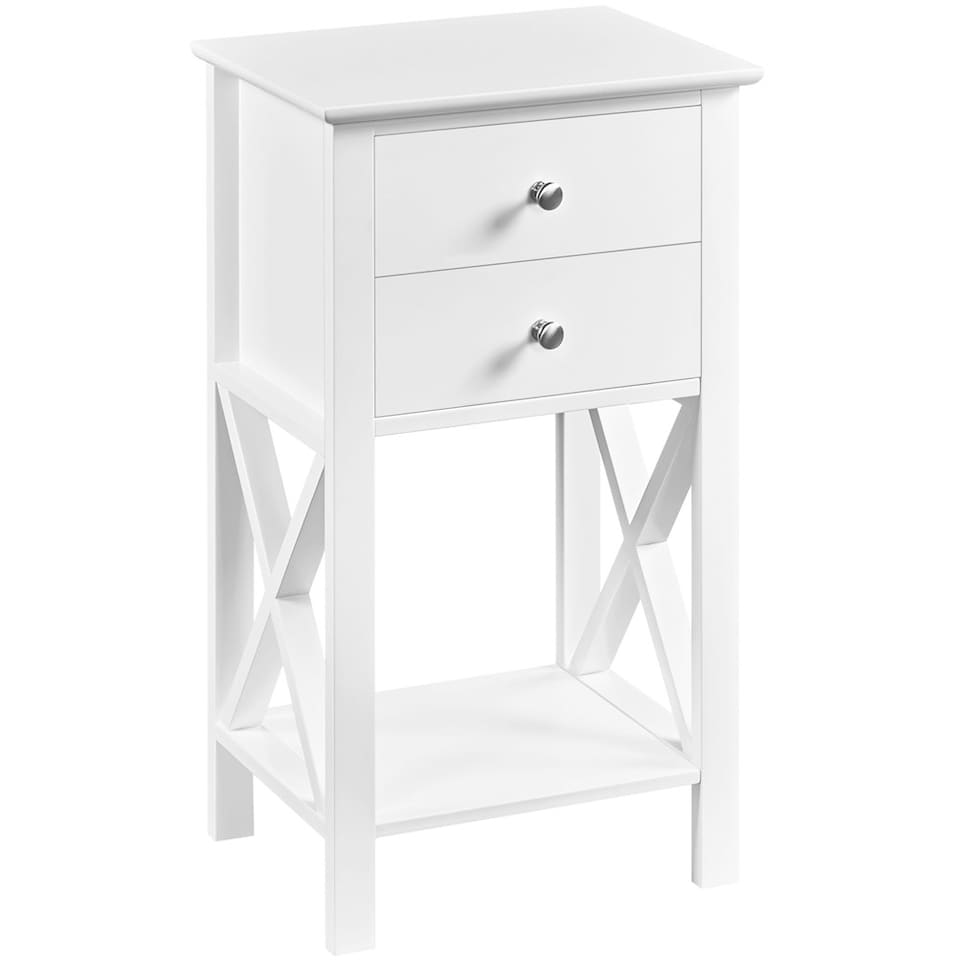 image 1 of Yaheetech X Shape Bedside Table with 2 Drawers