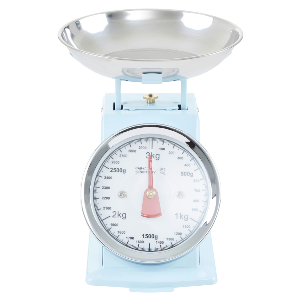 image 1 of Interiors By Premier Retro 3kg Pastel Blue Retro Kitchen Scale, Premium Kitchen Scale, Iron Steel Constructed Baking Scale