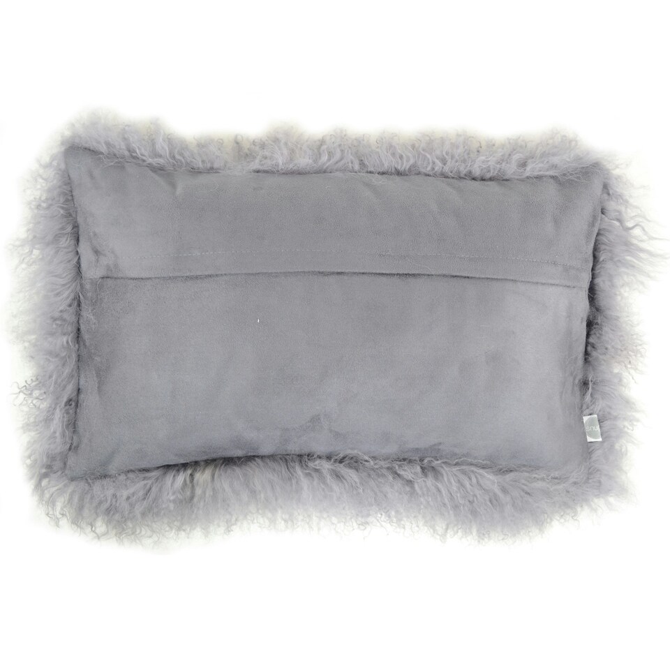 image 1 of SNUGRUGS Mongolian Sheepskin Cushion - Rectangular - 30cm x 50cm Grey | 30cmx50cm
