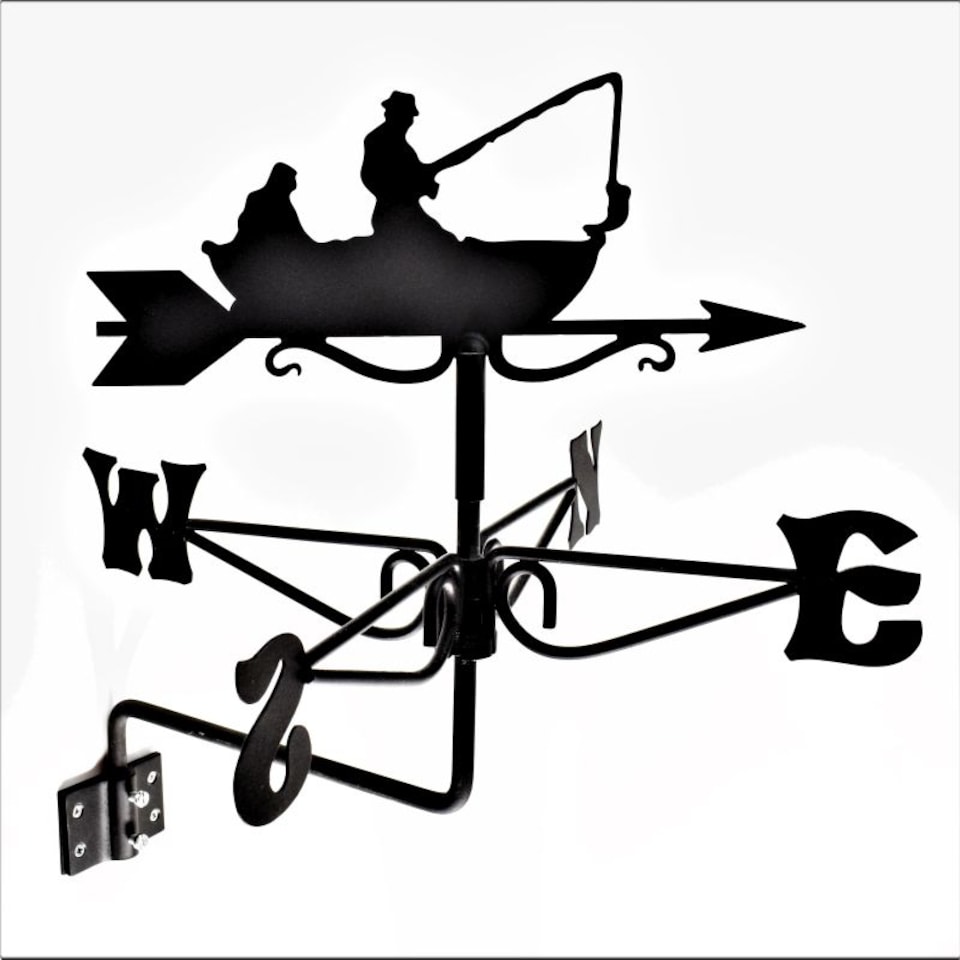 Mini Fisherman Weathervane - Steel - L38 x W38 x H43 cm - Black