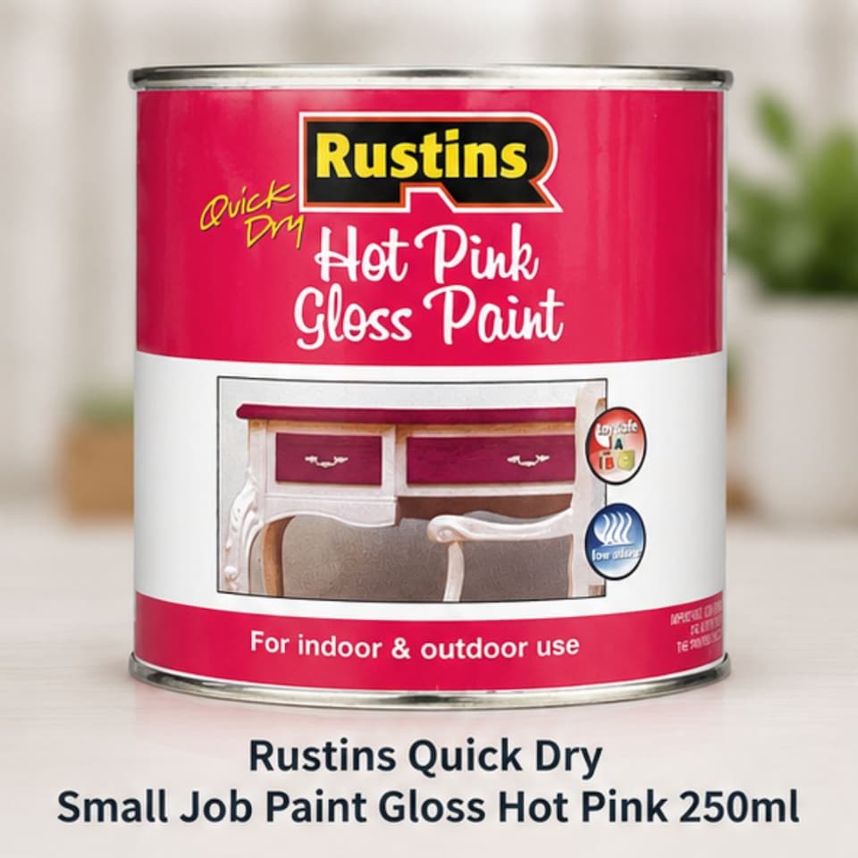 image 1 of Rustins Quick Dry Small Job Gloss Hot Pink 250ml | Pink | 1