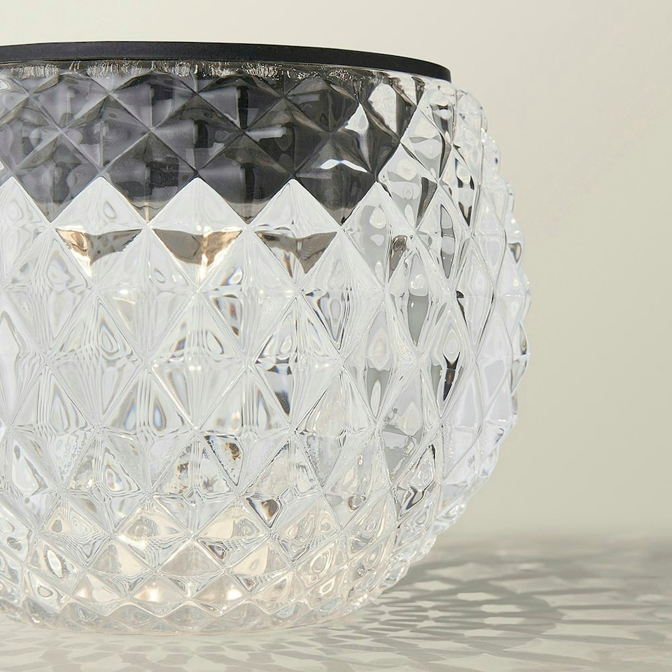 image 1 of ValueLights Solar Powered Outdoor Black Diamond Pattern Glass Table Lamp Garden Light Multi