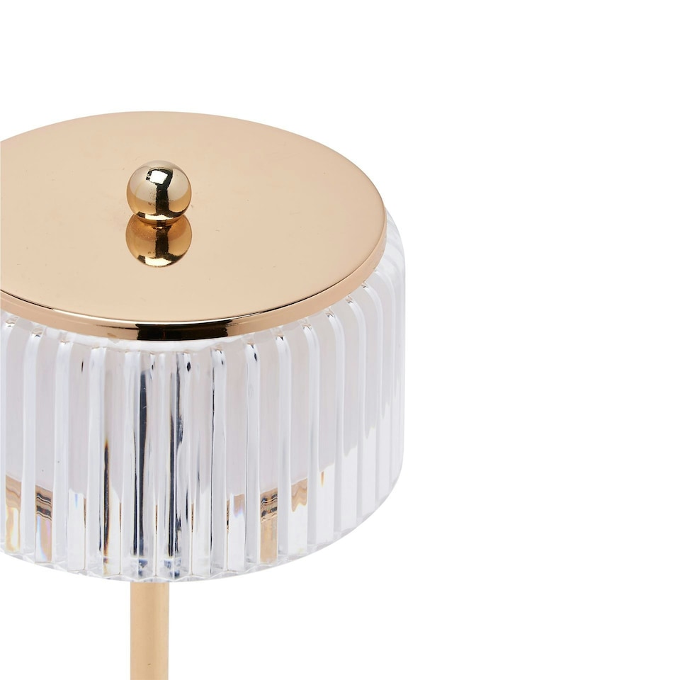 image 1 of Hestia Crystal USB LED Touch Table Lamp with Gold Base & Trim