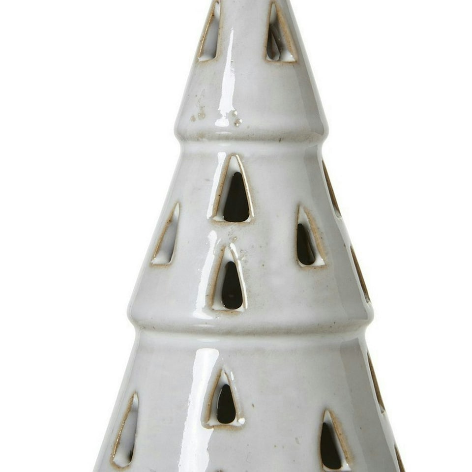 image 1 of Small Cut-Out Tree with Led Lights - Ceramic - L7 x W7 x H15 cm - White