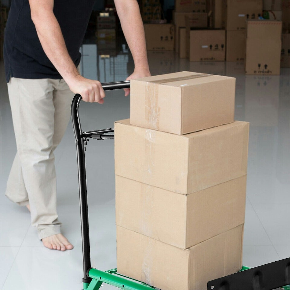 image 1 of COSTWAY Folding Hand Truck 90kg Capacity Portable | Green