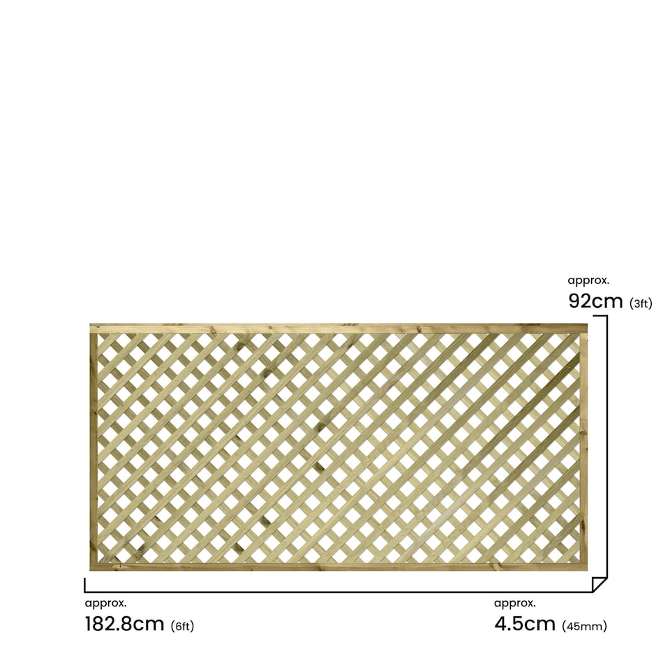image 1 of Urban Diamond Wooden  W:6ft x H:3ft Trellis Heavy Duty Fence Topper Panel (Pack of 5)