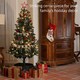 image 3 of HOMCOM 6ft Artificial Christmas Tree with LED Lights and Red Decorations