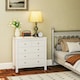 image 2 of HOMCOM Fluted Bedroom Chest of Drawers w/ 5 Drawers Gold Tone Handles White
