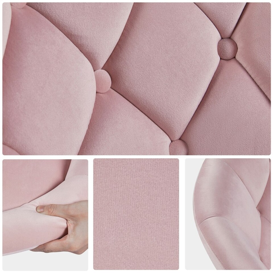 image 1 of Yaheetech Height Adjustable and Round Tufted Back Swivel Chair | Pink