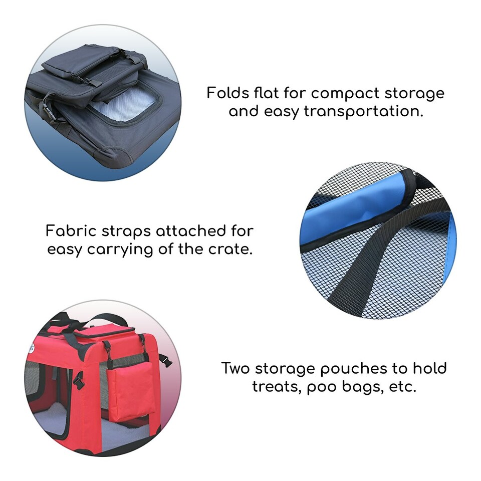 image 1 of HugglePets Fabric Crate Foldable Pet Carrier Purple | S