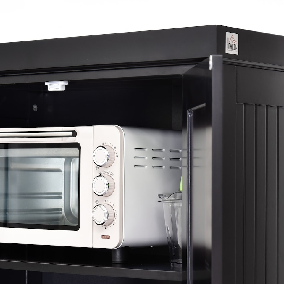 image 1 of HOMCOM 183cm Freestanding Kitchen Cupboard, Tall Storage Cabinet with 4 Doors and 3 Adjustable Shelves, Traditional Kitchen Pantry Cupboard for Dining Room, Black