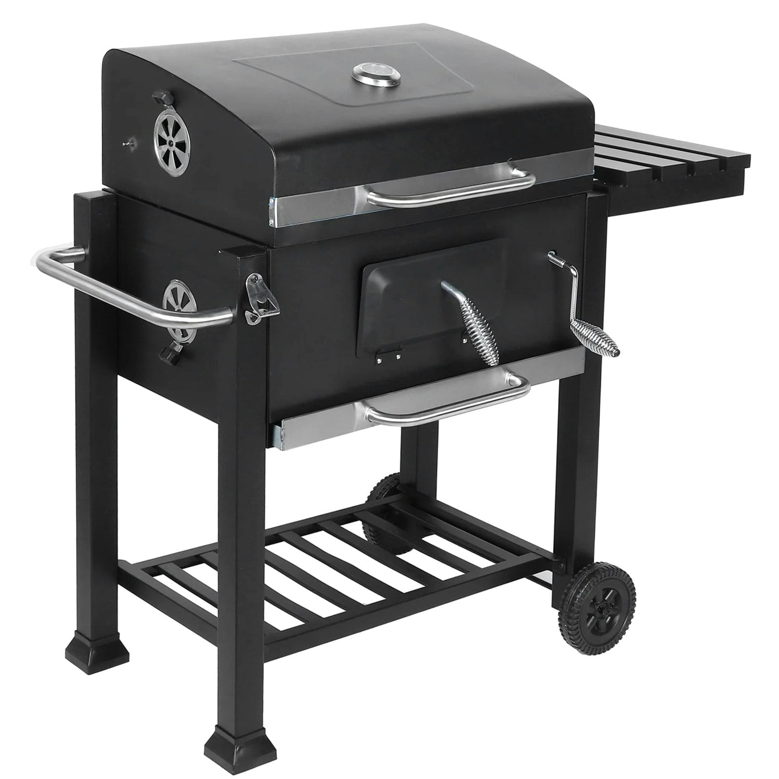 Living and Home Steel BBQ Grill Trolley for Outdoor Garden - Black