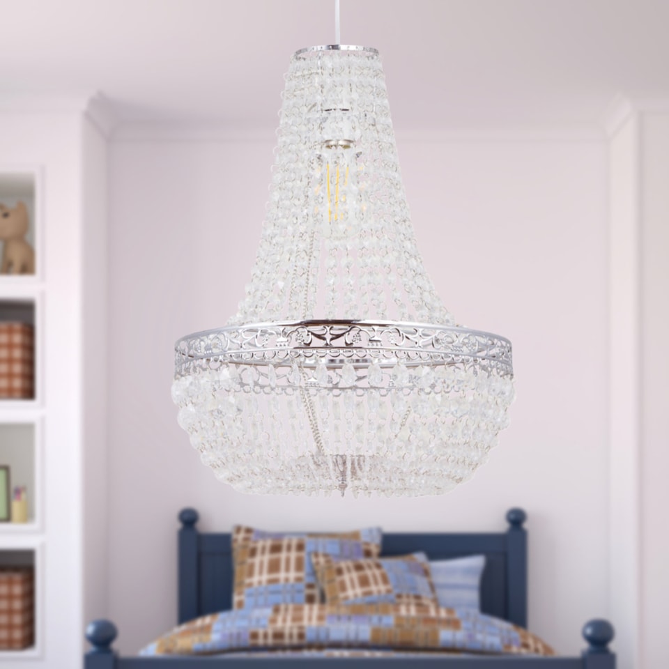 image 1 of Marino - Chandelier Style Pendant Lightshade | Clear | Chrome | Large | 1