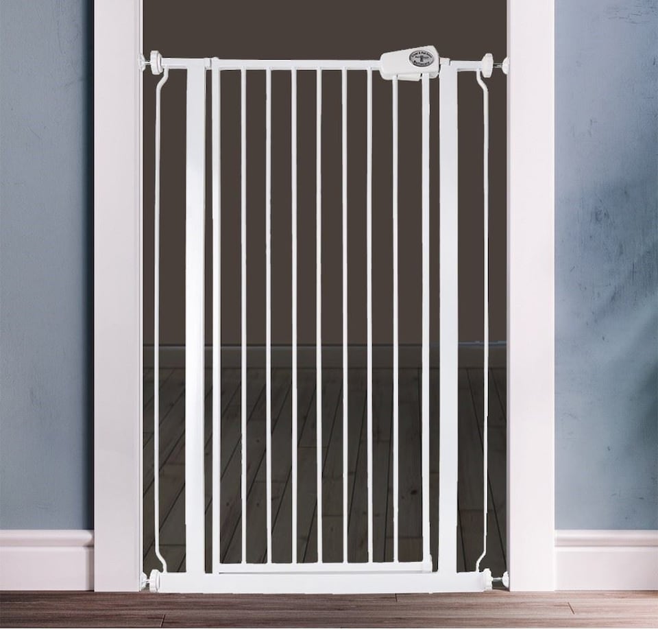 image 1 of Safetots Extra Tall Metal Safety Gate Pressure Fit, 75cm - 82.6cm, White, 104cm in Height, Extra Tall Baby Gate | White | 1