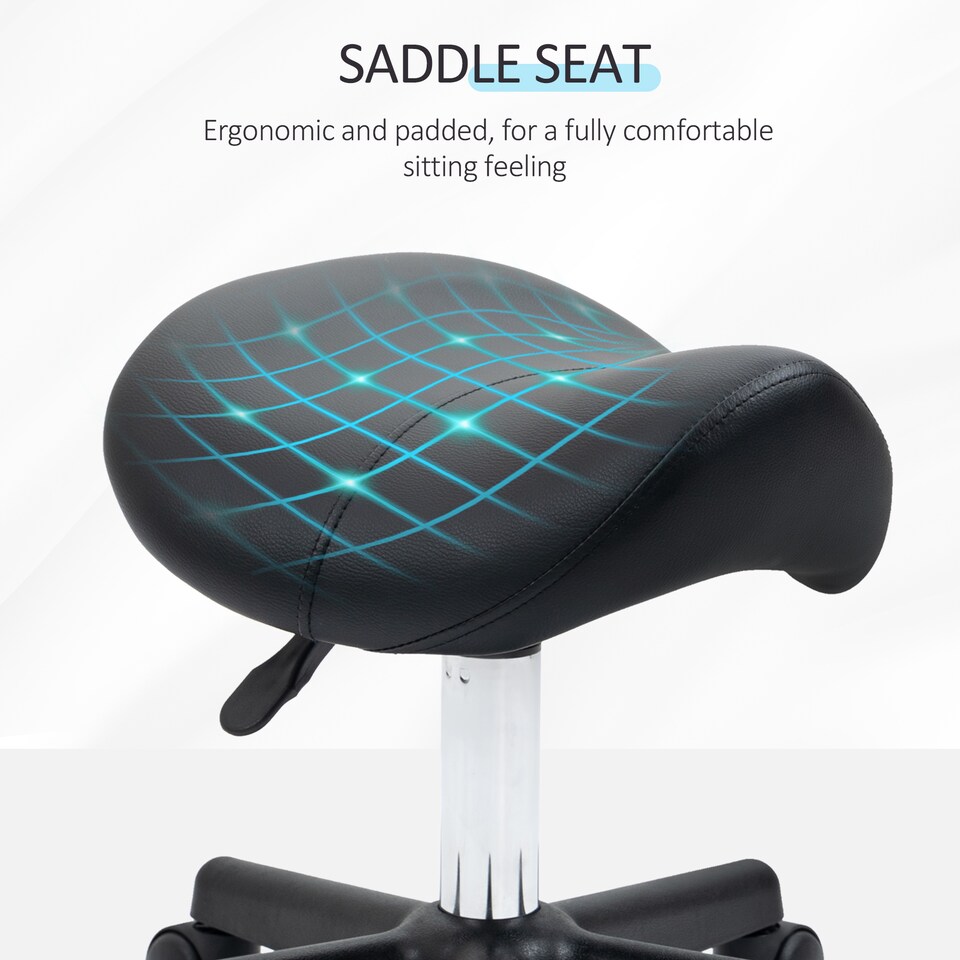 image 1 of HOMCOM Adjustable Saddle Stool Rolling Salon Chair for Spa Massage Beauty