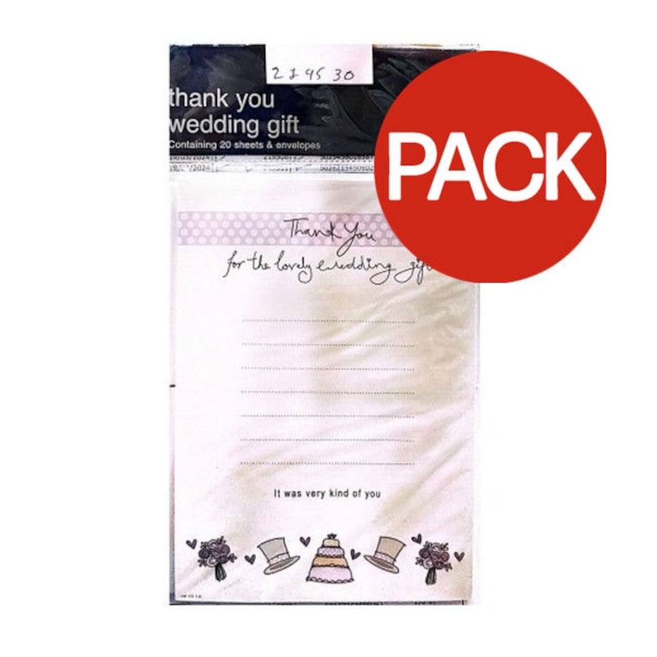 Simon Elvin Thank You Card (Pack of 20) - White/Black - One Size