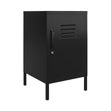 Mission District Metal End Table with 1 Door Black | Black | Black