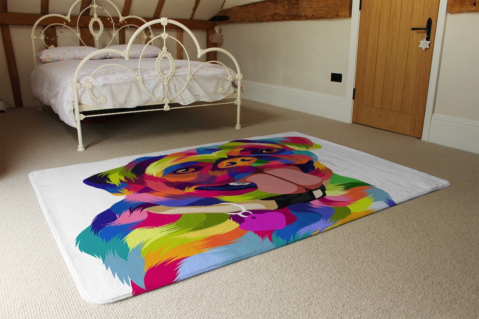 image 1 of Amazing Illustration Pop Art Dog Designer Rug | Multi