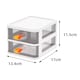 image 3 of Living and Home 2-Tier Stationery Cosmetic Storage Box Drawer, White | White