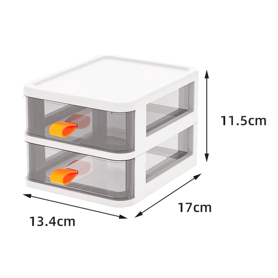 image 1 of Living and Home 2-Tier Stationery Cosmetic Storage Box Drawer, White | White