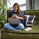 image 2 of icon Kota Velvet XL Bean Bag Sofa Olive Green Bean Bag Chair Green