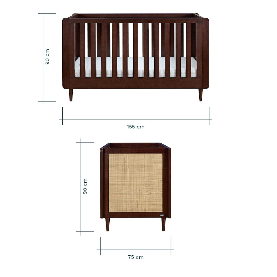 image 1 of Tutti Bambini Japandi Cot Bed - Warm Walnut