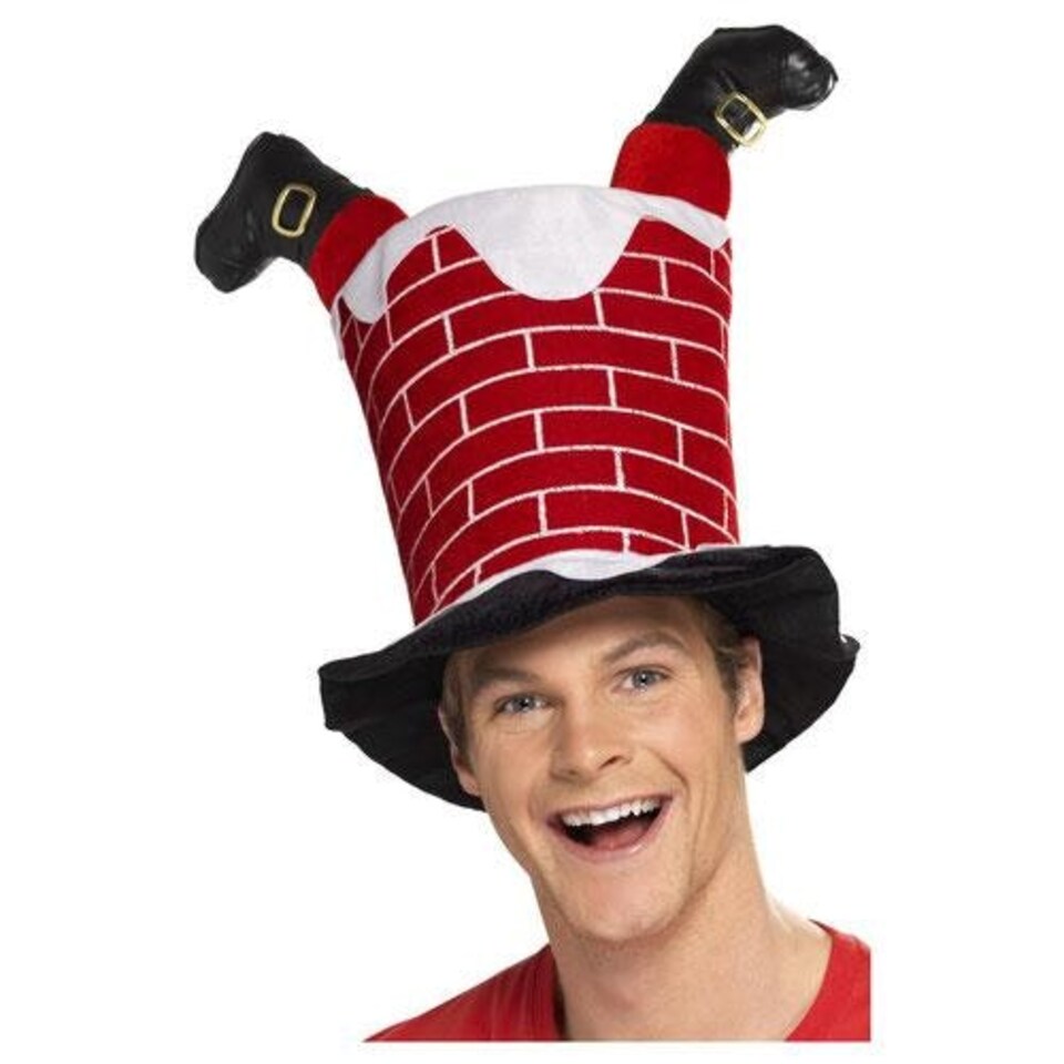 image 1 of Santa Claus Stuck in Chimney Christmas Fancy Dress Costume Hat Multi | One Size