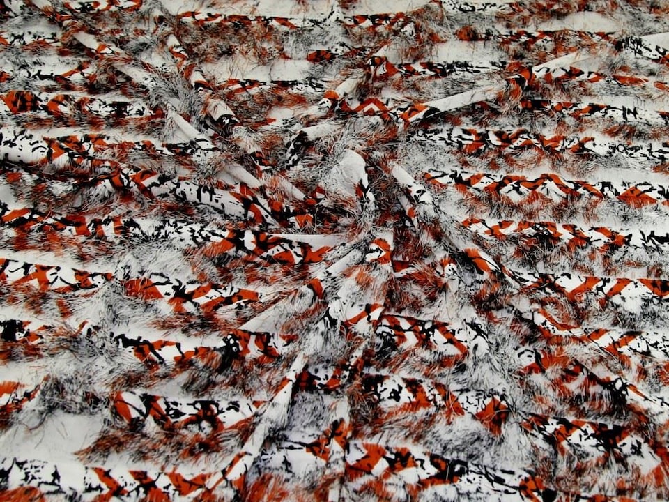 Orange Fringed Georgette Fabric for Dressmaking, 140cm / 55" Wide - per metre