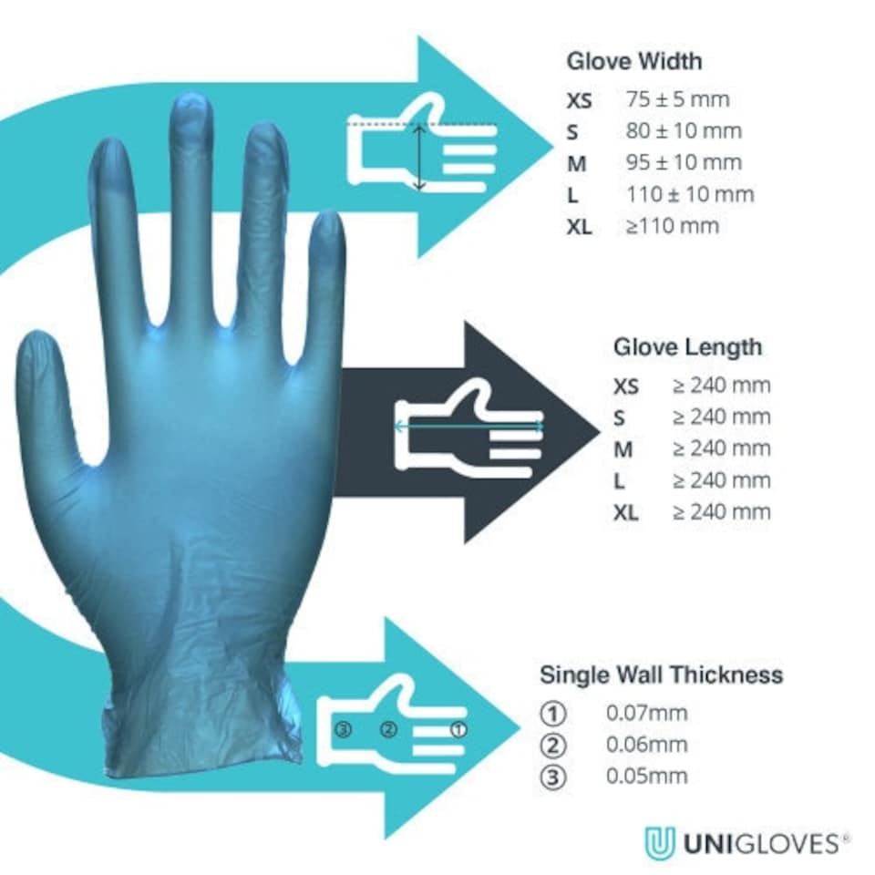 image 1 of Unigloves Unicare Blue Vinyl Box of 100 Gloves