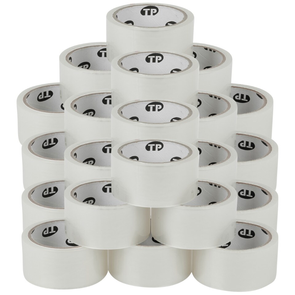 image 1 of Heavy Duty Clear Packaging Tape Rolls Strong Adhesive for Sealing Parcels Boxes | White | 24