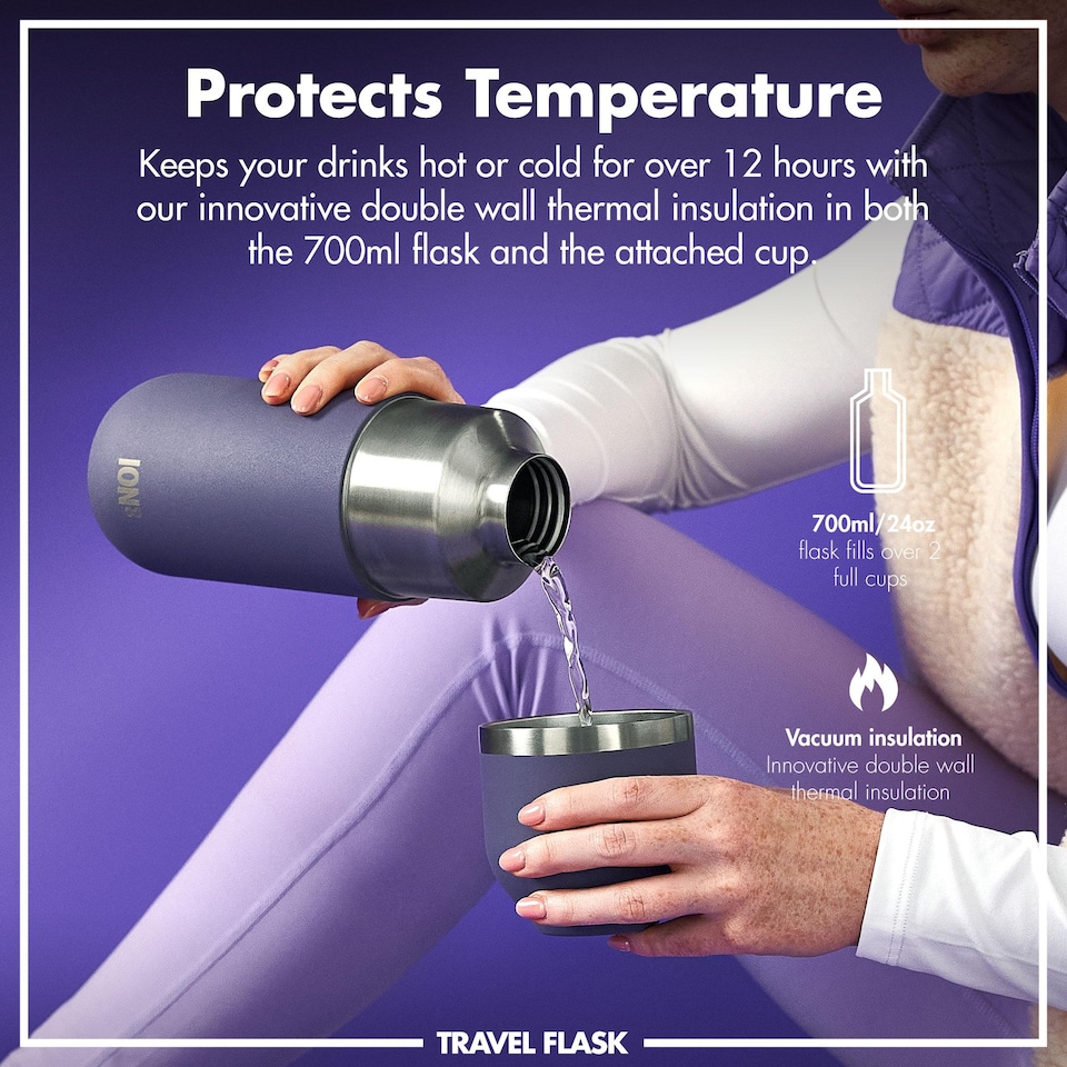 image 1 of Luma Flask & Mug, Vacuum Insulated, 700ml (24oz) | Purple | Purple | One Size