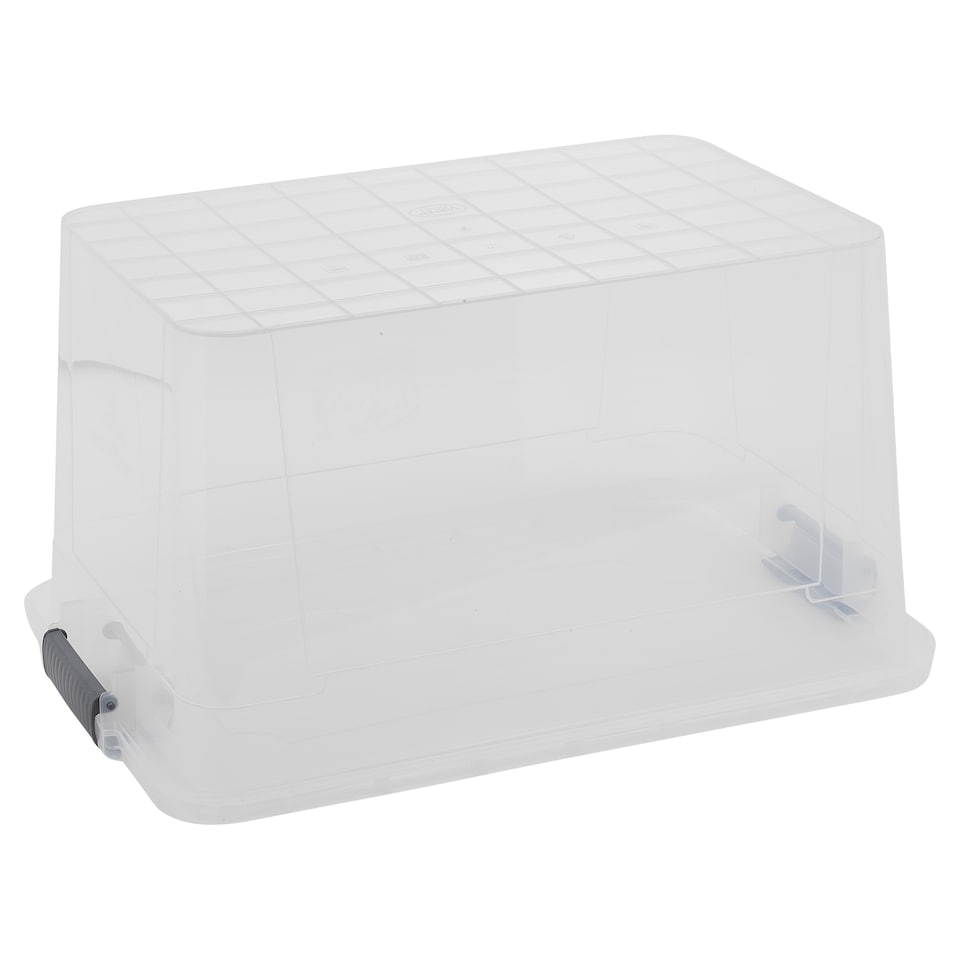 image 1 of URBNLIVING Clear Plastic Storage Box With Lid | Clear | 30 Litre - 4 Boxes