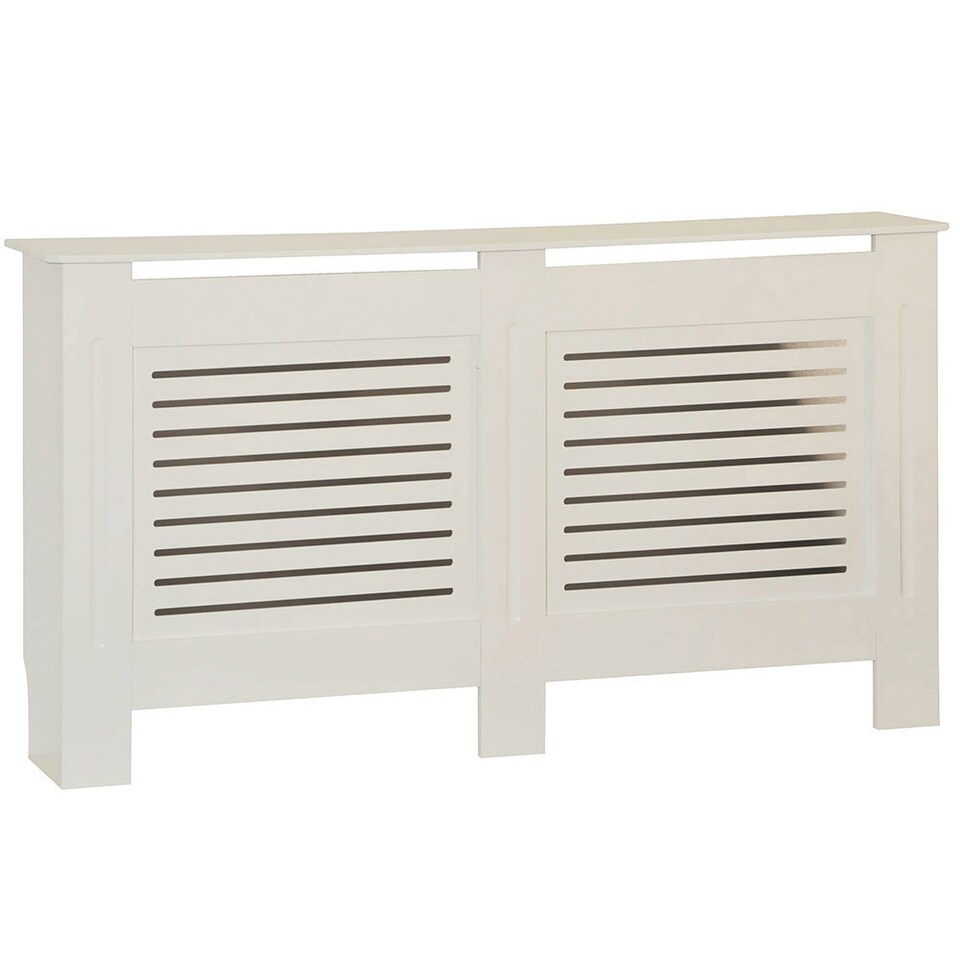 image 1 of Vida Designs Milton Radiator Cover Painted MDF Slatted Cabinet, White, 152cm