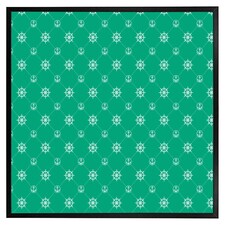 Nautical elements on green (Picutre Frame) Black | M