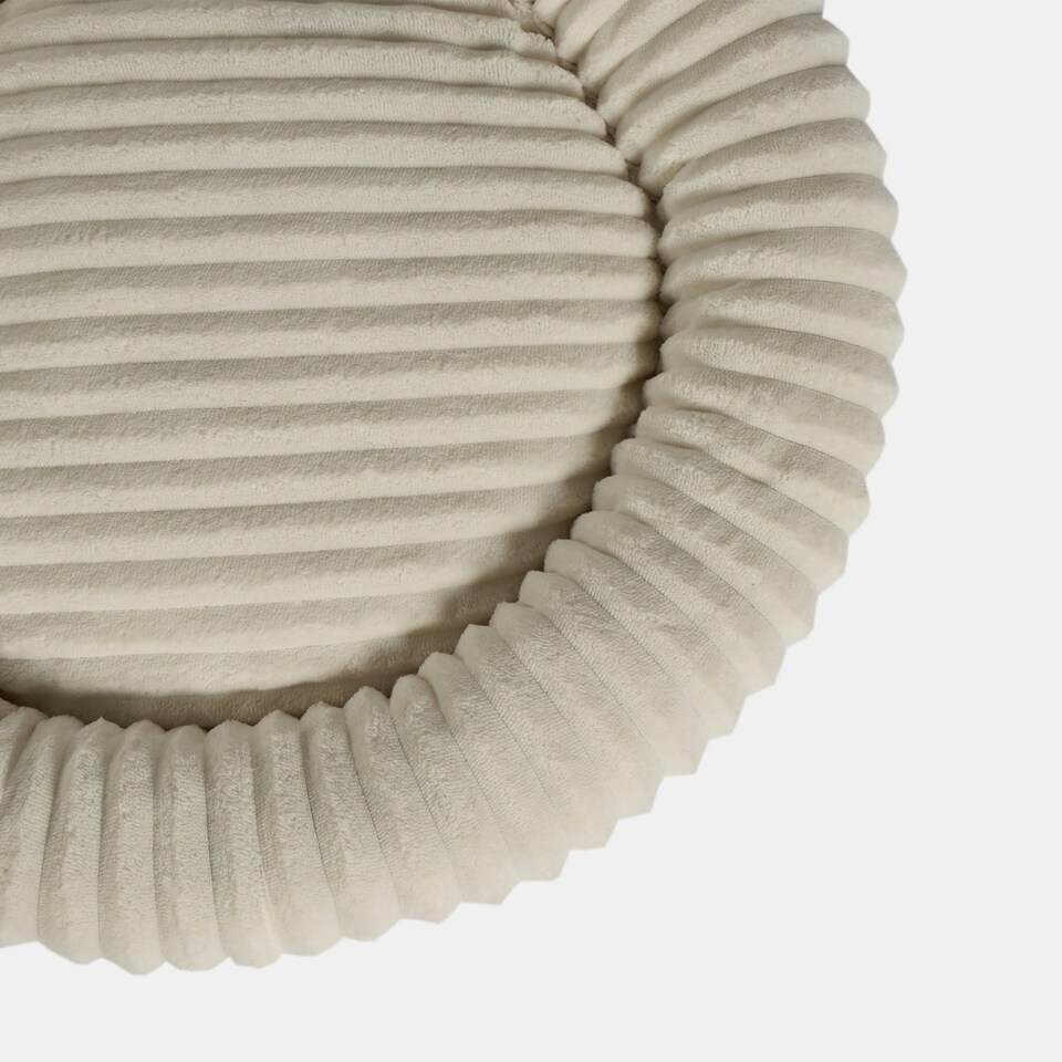 image 1 of OHS Ribbed Round Plush Plump Soft Warm Cosy Pet Dog Cat Cushioned Donut Bed Cream | L