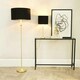 image 1 of ValueLights Maggie Gold Metal Candlestick Floor Lamp with Black and Metallic Gold Lamp Shade and LED Bub