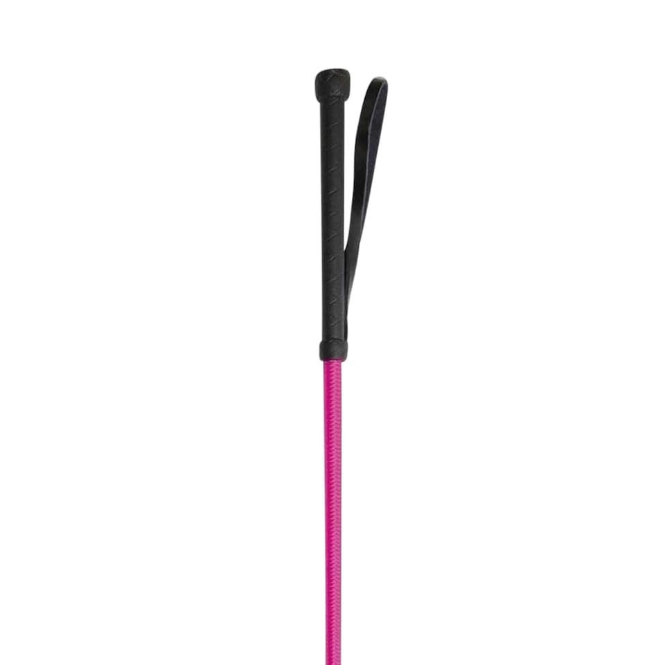 image 1 of Shires Childrens/Kids Thread Stem Leather Horse Riding Whip - Raspberry - 24in