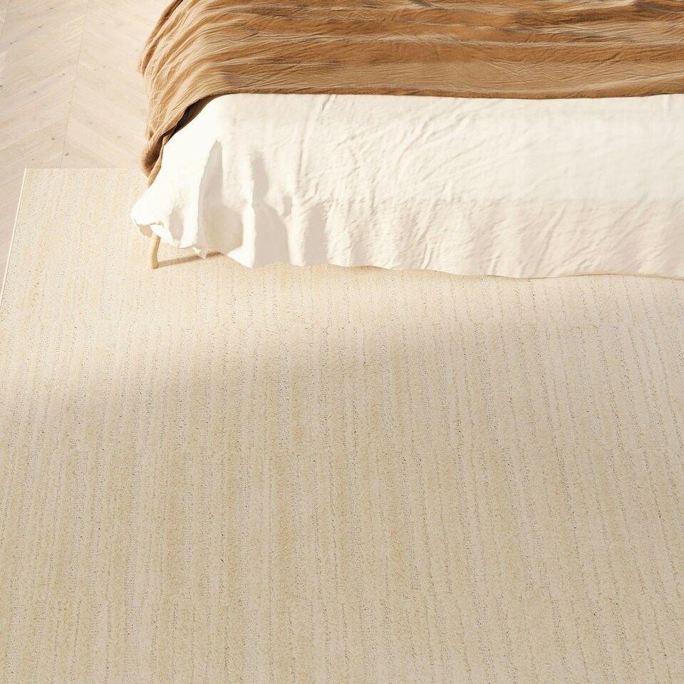 image 1 of KUKOON Grey Silver Striped Abstract Living Room Area Rug 190cm x 280cm Cream