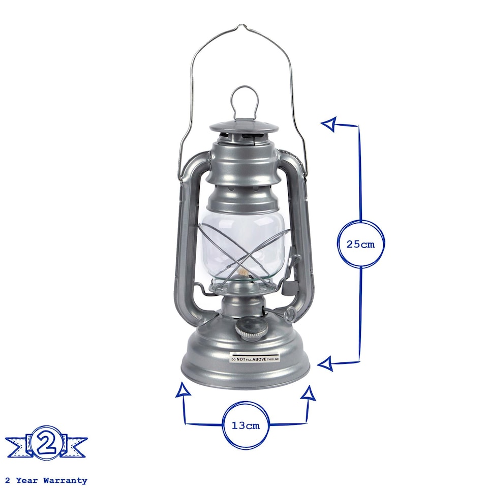 image 1 of Redwood Metal Paraffin Hurricane Lantern - 25cm - Silver