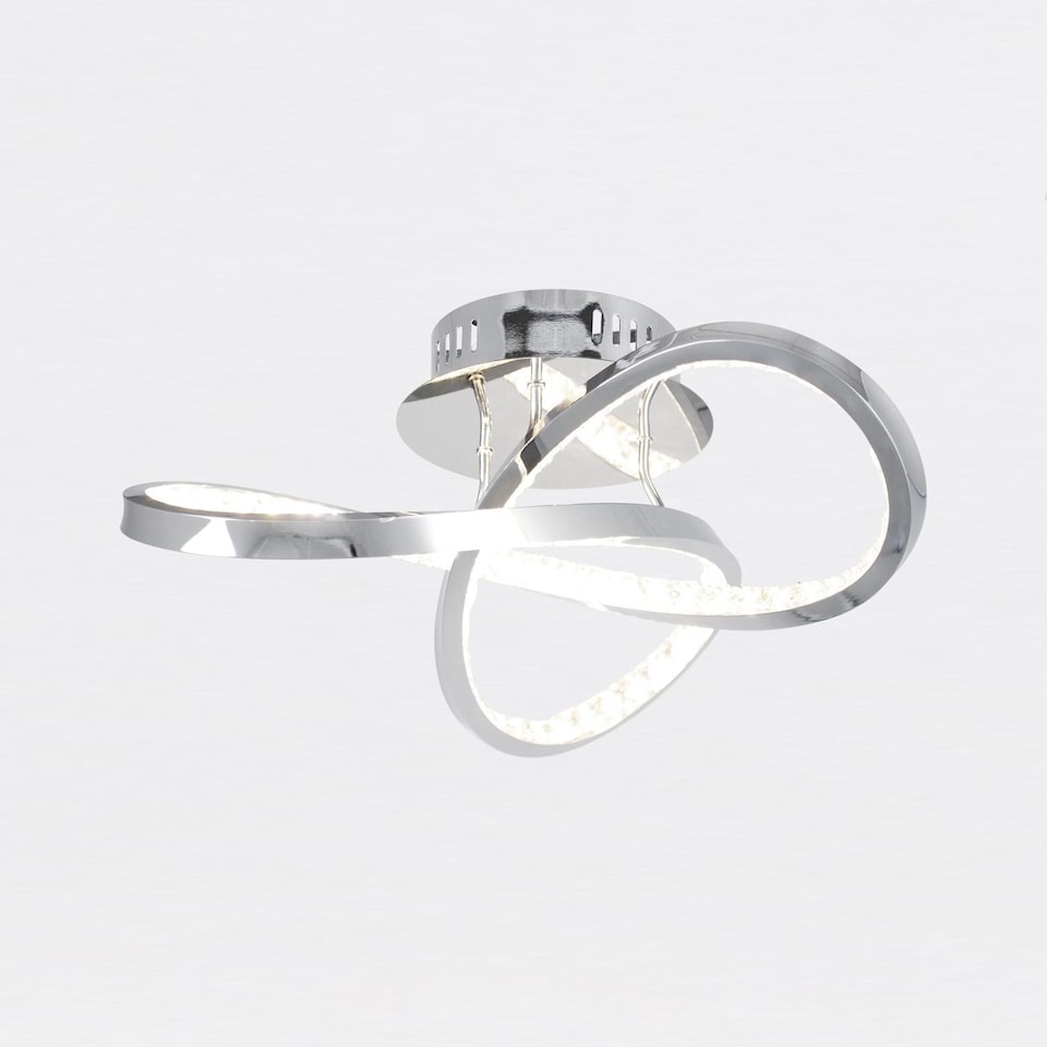 image 1 of Jewelled Chrome LED Loop Ceiling Light | Chrome | Clear | 1