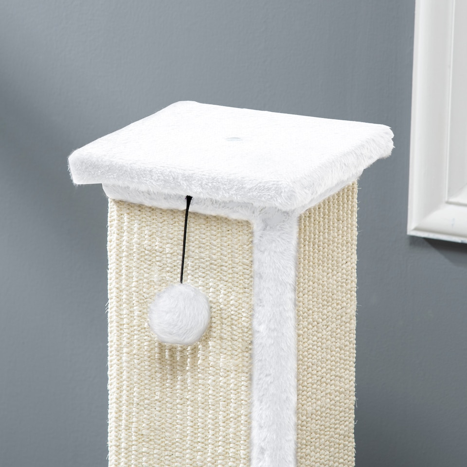 image 1 of PawHut Cat Scratching Post with Vertical Sisal Rope Ball Plush, 81cm