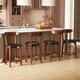 image 2 of COSTWAY Bar Stools Set of 2 Upholstered Kitchen Stools 60cm Brown