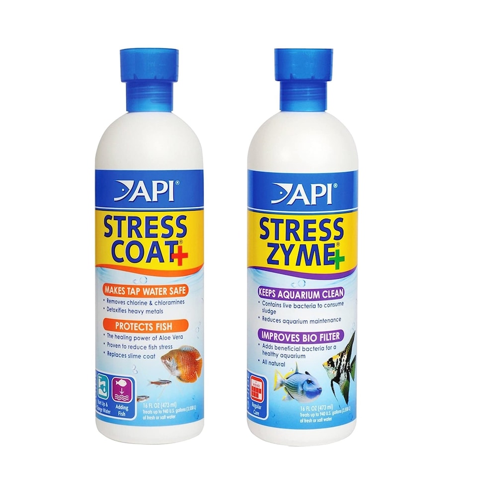 image 1 of API Stress Coat 473ml and API Stress Zyme 473ml Bundle Aquarium Water Conditioner and Bacteria Water Treatment