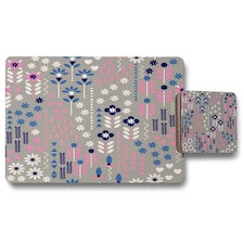 Selection of Flowers in Pink, Blue & White (Placemat & Coaster Set)