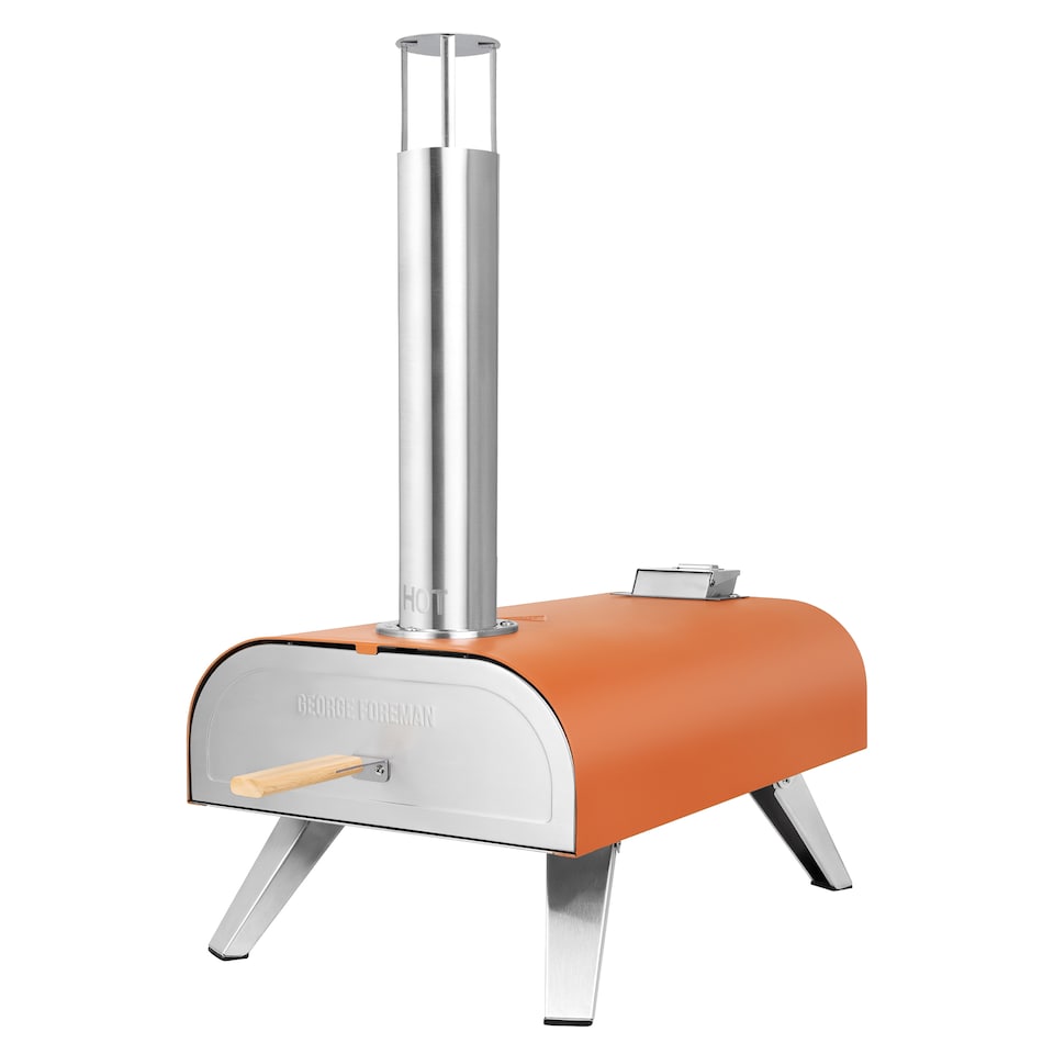 image 1 of George Foreman 12'' Deep Orange Wood Pellet Pizza Oven with Paddle & Carry bag GFWPPO1ORPC