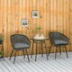 image 2 of Outsunny 3 PCS Patio Resin Wicker Hand Woven Bistro Set 2 Chairs 1 Coffee Table