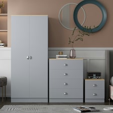 FWStyle Esher 3 Piece Bedroom Furniture Set Matt Grey Oak Top